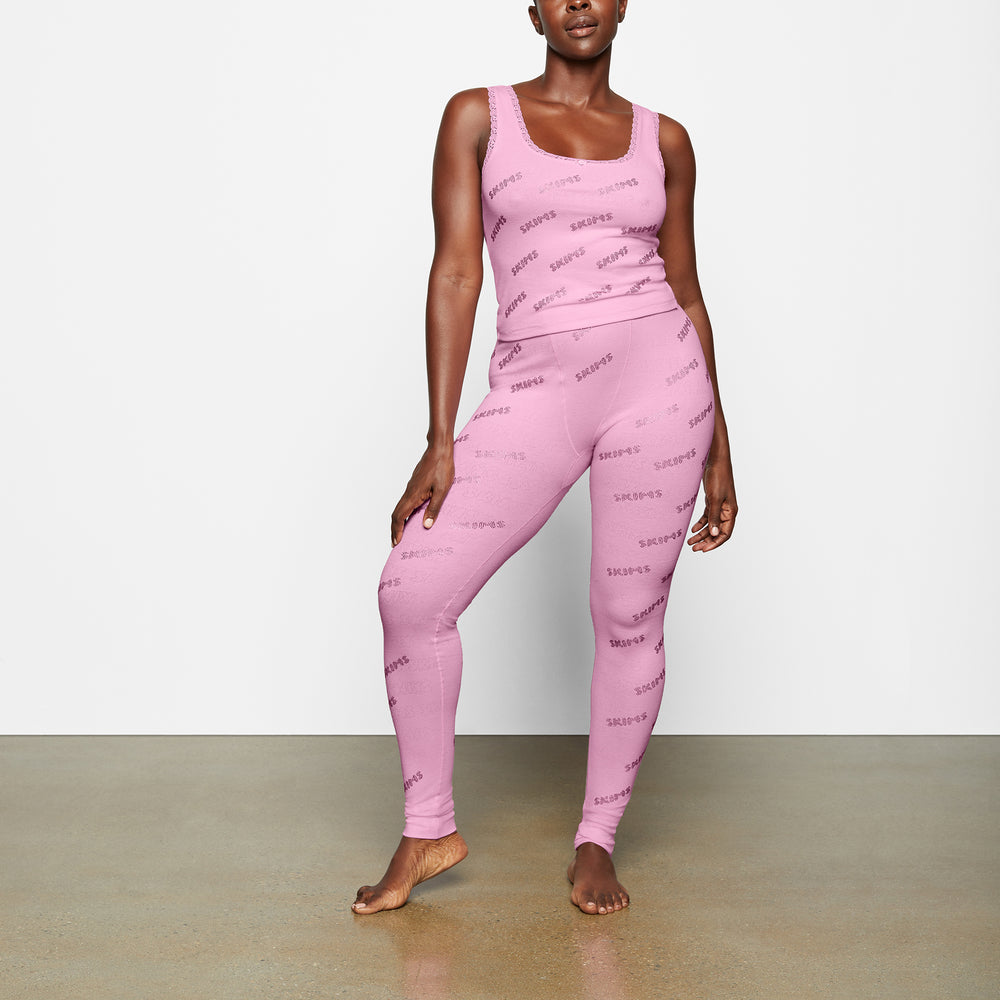 Skims RHINESTONE LOGO POINTELLE Leggings Roze | 43GFZQVXO