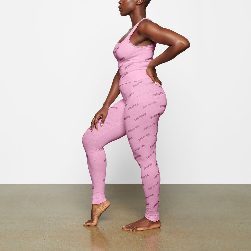 Skims RHINESTONE LOGO POINTELLE Leggings Roze | 43GFZQVXO