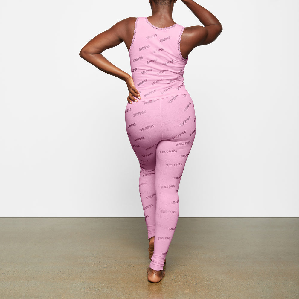 Skims RHINESTONE LOGO POINTELLE Leggings Roze | 43GFZQVXO