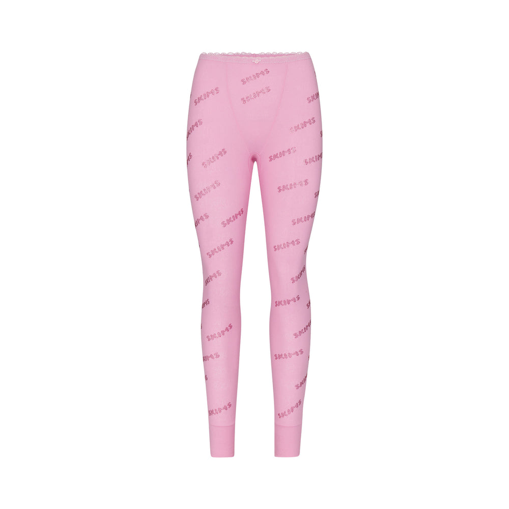 Skims RHINESTONE LOGO POINTELLE Leggings Roze | 43GFZQVXO