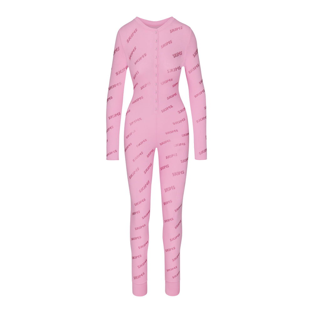 Skims RHINESTONE LOGO POINTELLE Onesie Roze | 02XAPWNSF