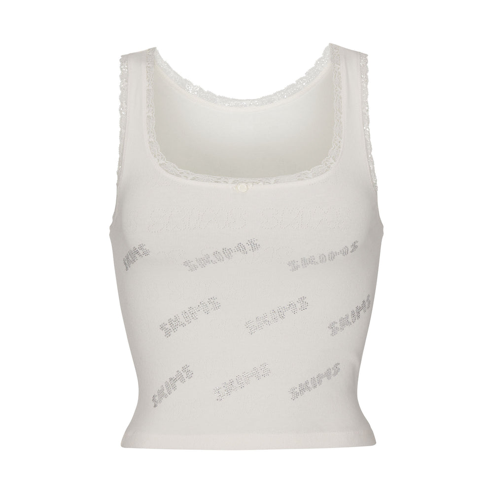 Skims RHINESTONE LOGO POINTELLE Tank Wit | 72OWEUHTG