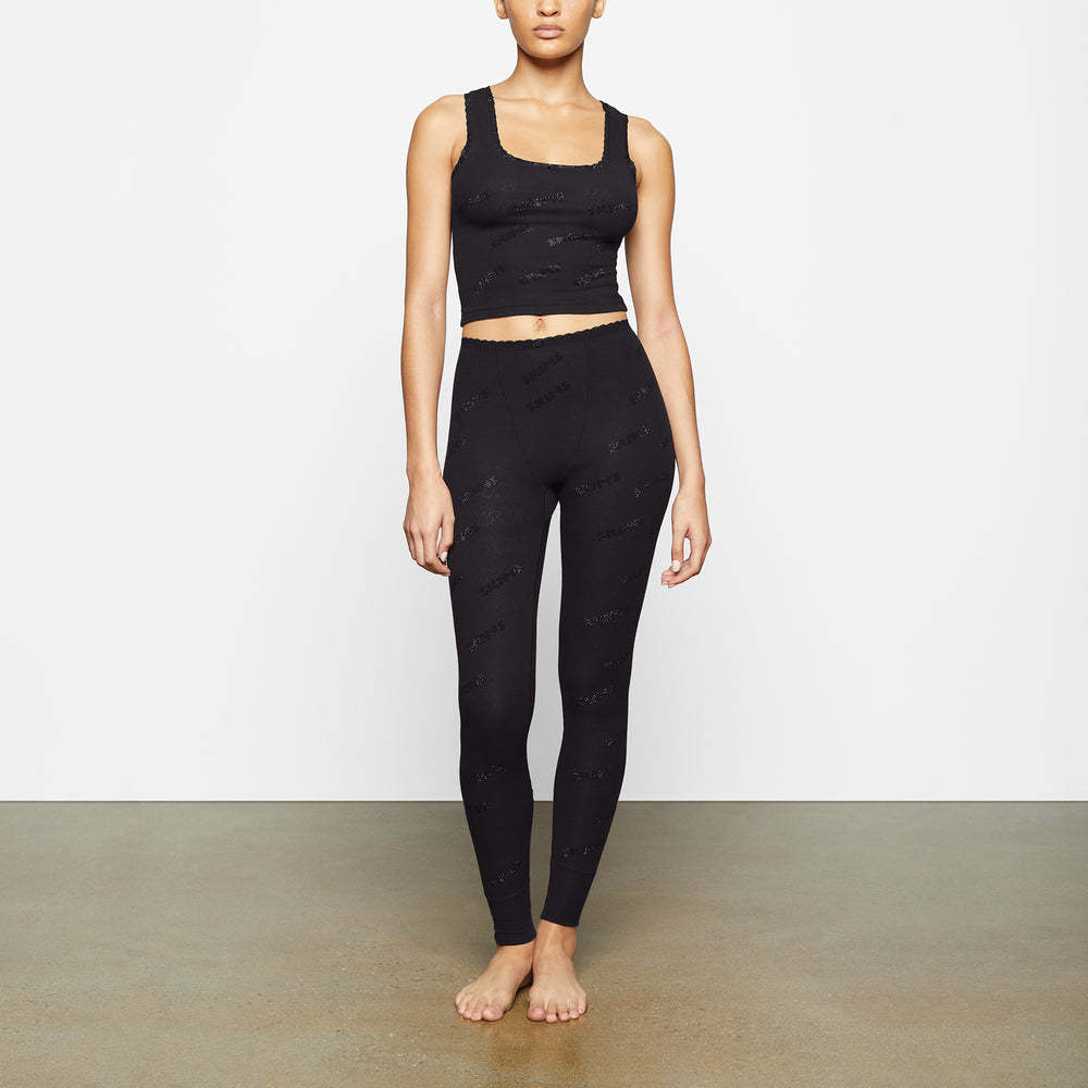 Skims RHINESTONE LOGO POINTELL Leggings Zwart | 38UQVHICX