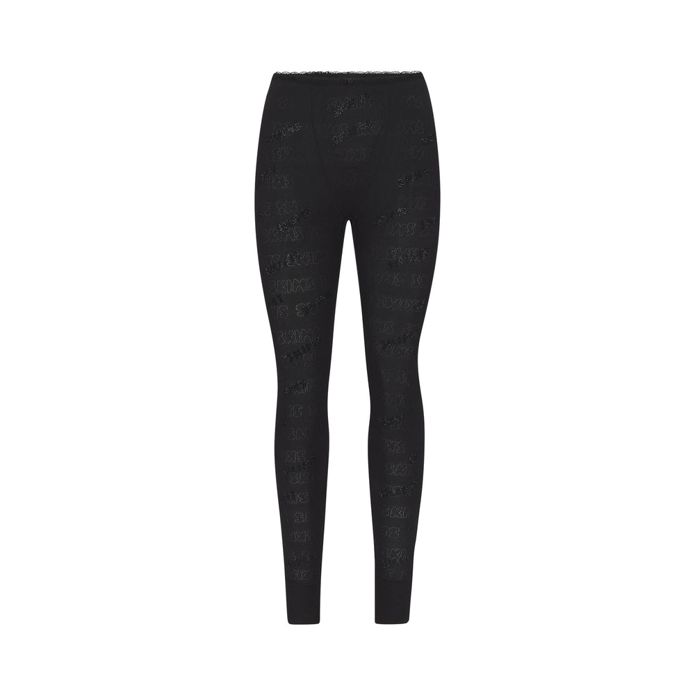 Skims RHINESTONE LOGO POINTELL Leggings Zwart | 38UQVHICX