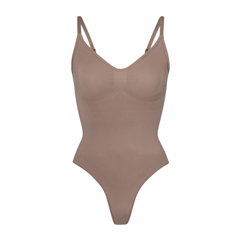 Skims SCULPTING THONG Bodysuit Bruin | 20VTMQRYE