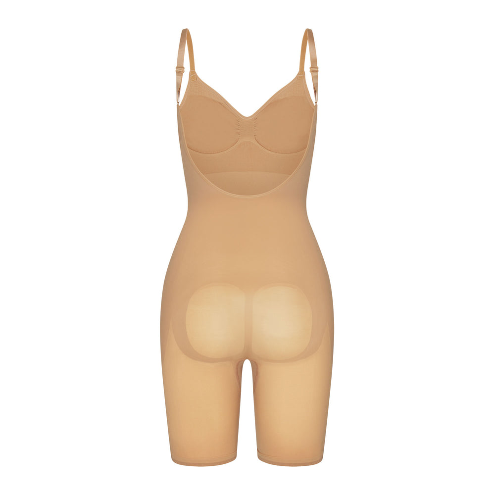 Skims SEAMLESS SCULPT MID THIGH Low Back Bodysuit Beige | 03FCBNGYS