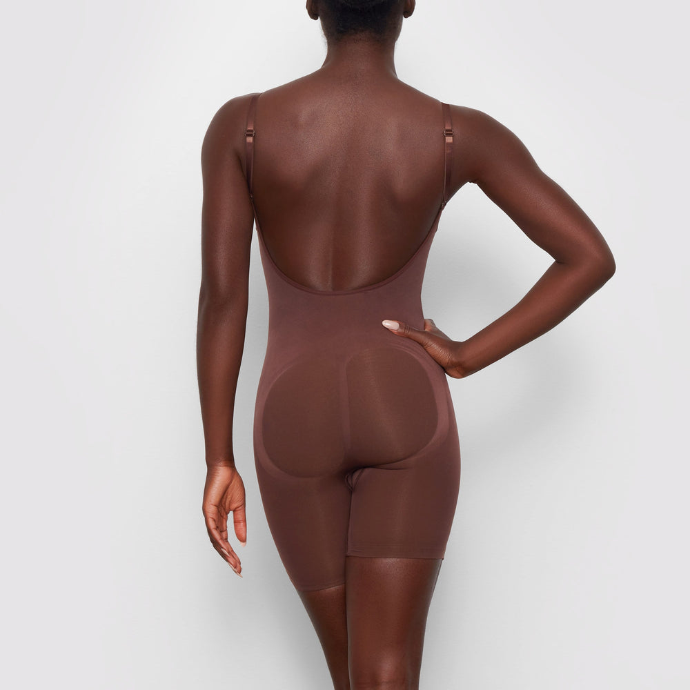 Skims SEAMLESS SCULPT MID THIGH Low Back Bodysuit Chocola | 57XDKQWCY