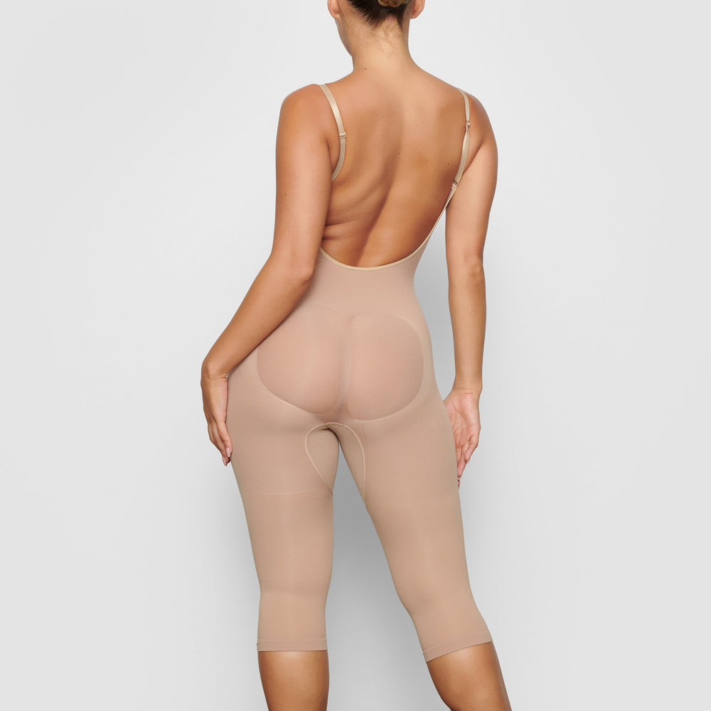 Skims SEAMLESS SCULPT WITH HOSIERY LEG Low Back Bodysuit Beige | 17PDEXOQZ
