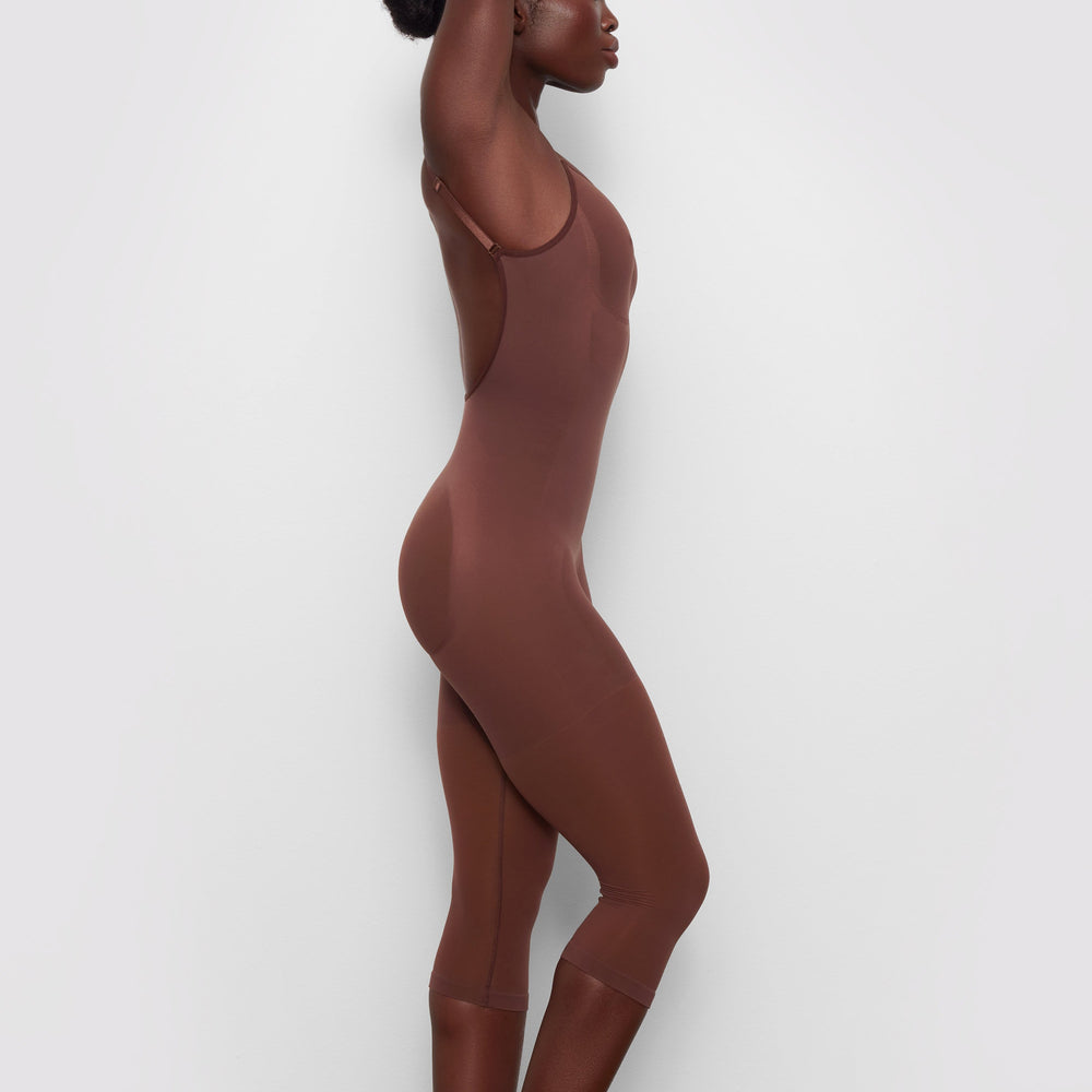 Skims SEAMLESS SCULPT WITH HOSIERY LEG Low Back Bodysuit Chocola | 78VHDPOIR