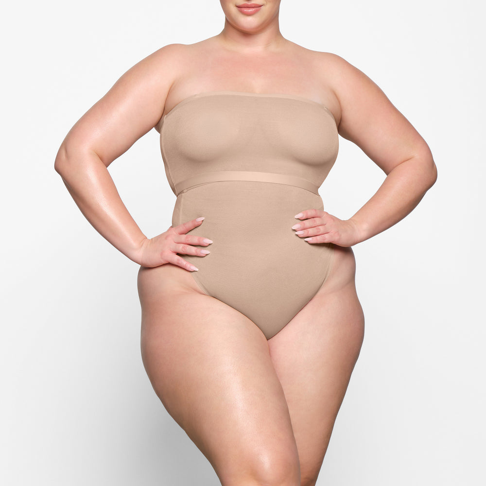 Skims SHEER SCULPT Bandeau Top Beige | 38QSUMLXW