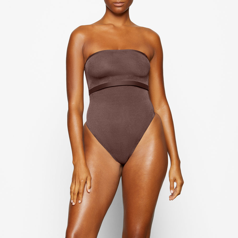 Skims SHEER SCULPT Bandeau Top Chocola | 82YWBOVQM