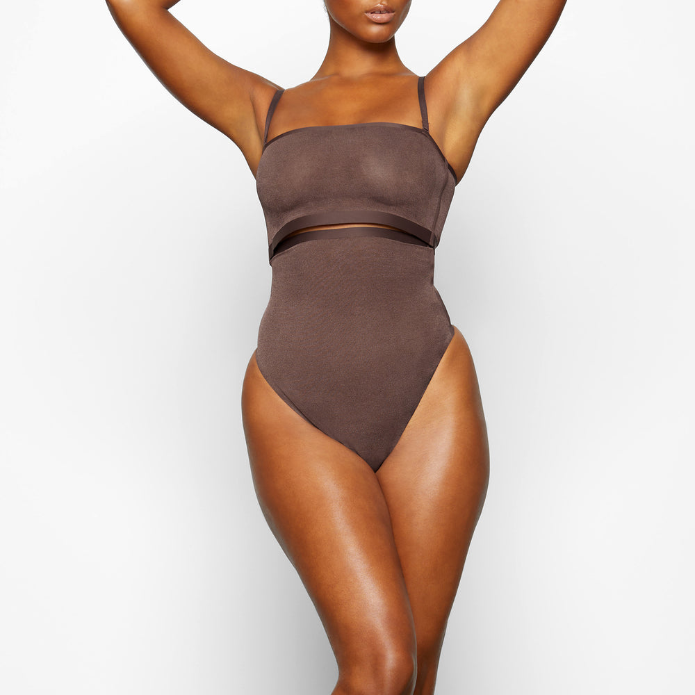 Skims SHEER SCULPT HIGH WAIST Thong Chocola | 25ECBQZMU
