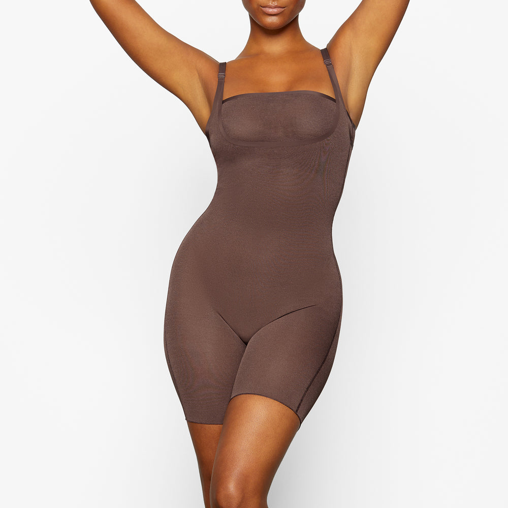 Skims SHEER SCULPT OPEN BUST Bodysuit Chocola | 24PGIZSUL