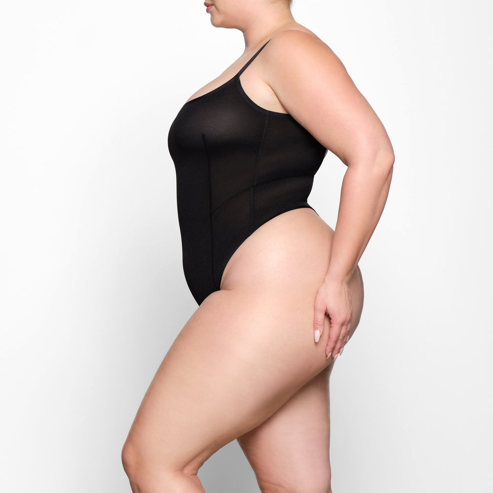 Skims SHEER SCULPT THONG Bodysuit Zwart | 63YLXQSNV