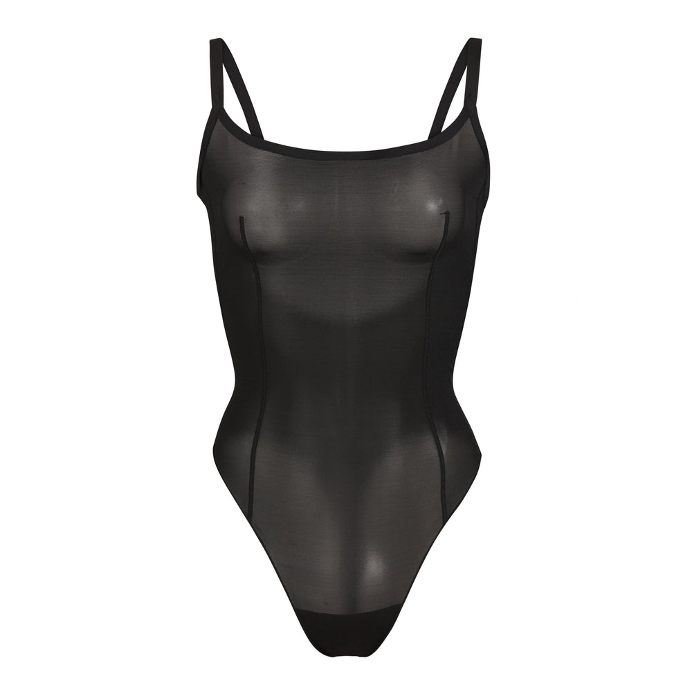 Skims SHEER SCULPT THONG Bodysuit Zwart | 63YLXQSNV
