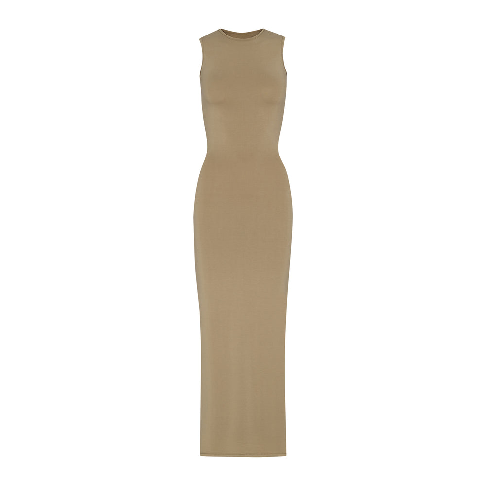 Skims SMOOTH LOUNGE CREW NECK SLEEVELESS Jurk Khaki | 45QAUVYDH