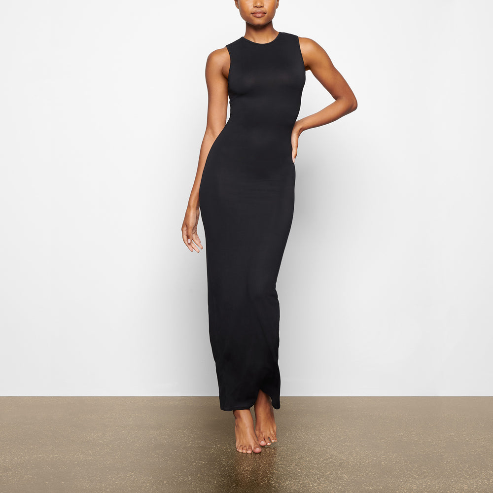 Skims SMOOTH LOUNGE CREW NECK SLEEVELESS Jurk Zwart | 83ETGSQXJ