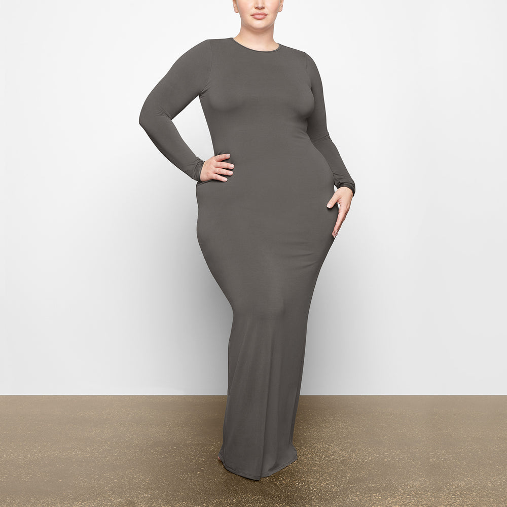 Skims SMOOTH LOUNGE LONG SLEEVE OPEN BACK Jurk Diepgrijs | 24JWDBYEX
