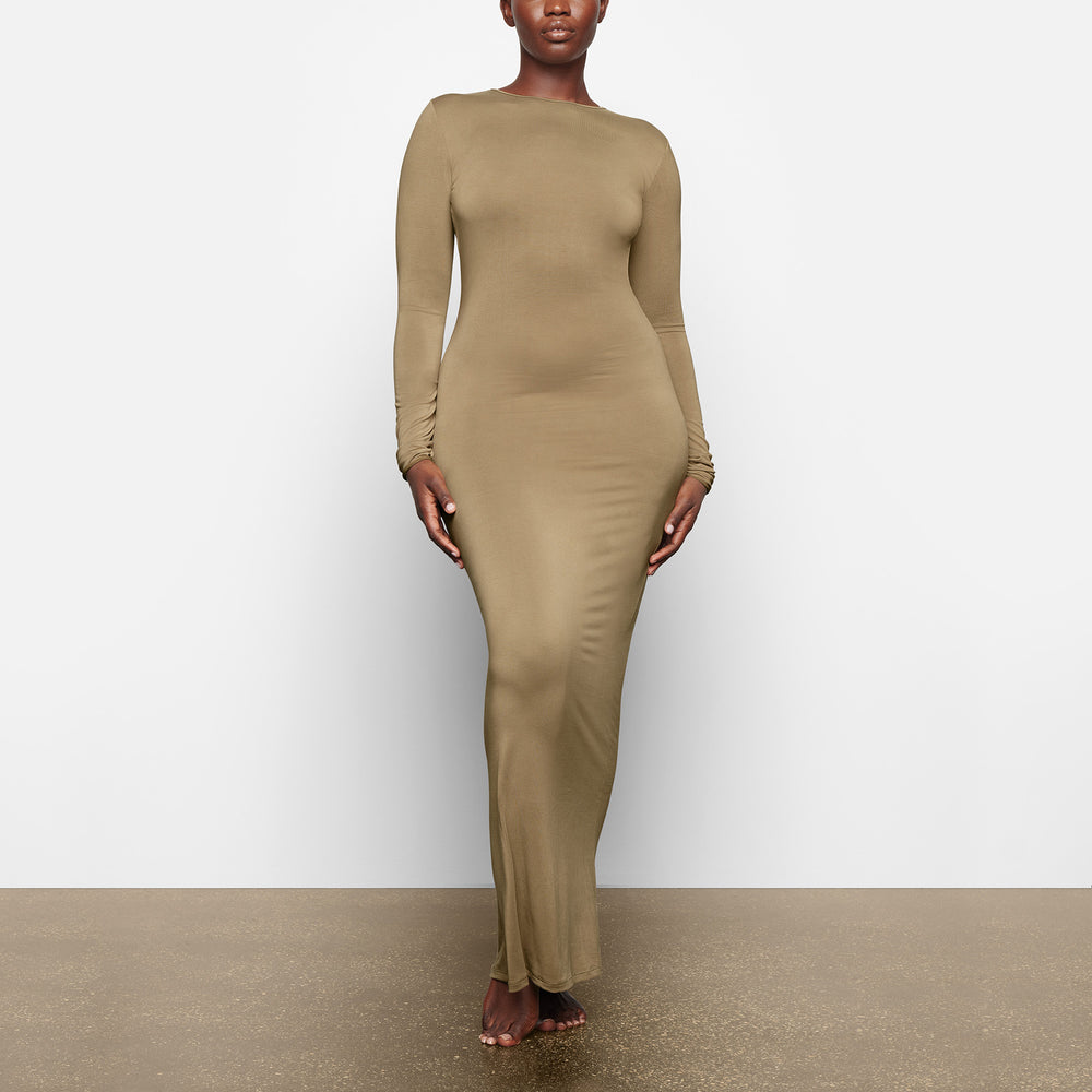 Skims SMOOTH LOUNGE LONG SLEEVE OPEN BACK Jurk Khaki | 36WICYHOB