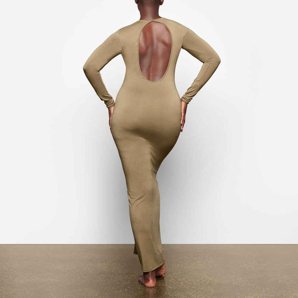 Skims SMOOTH LOUNGE LONG SLEEVE OPEN BACK Jurk Khaki | 36WICYHOB