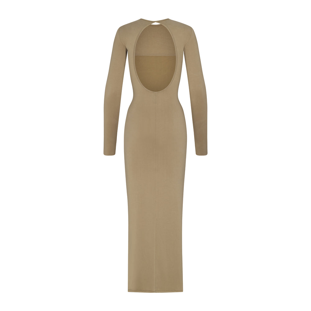 Skims SMOOTH LOUNGE LONG SLEEVE OPEN BACK Jurk Khaki | 36WICYHOB