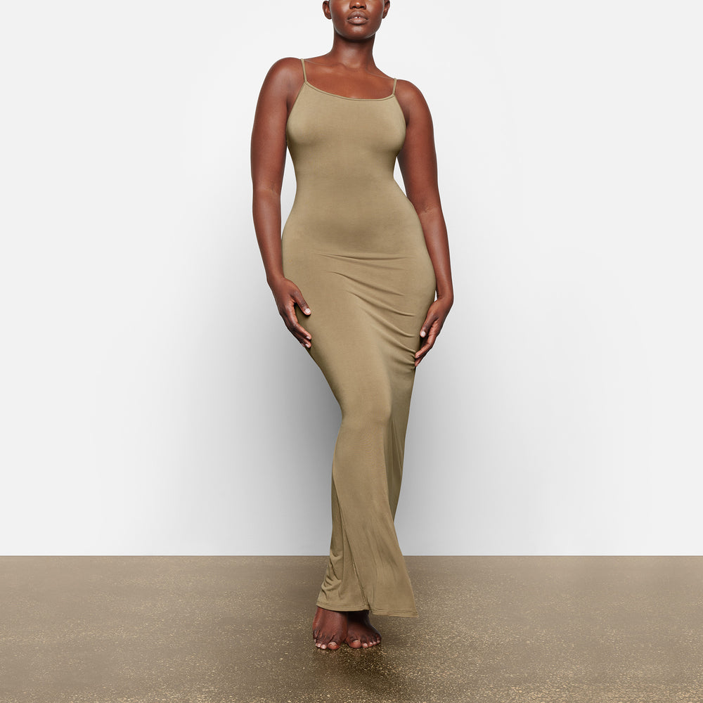 Skims SMOOTH LOUNGE LOW BACK CAMI Jurk Khaki | 16LIMPXQO