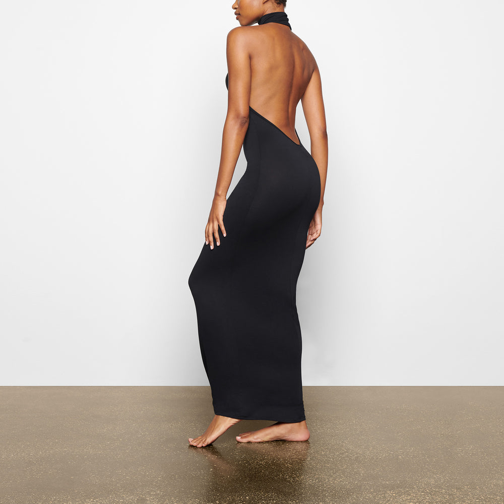Skims SMOOTH LOUNGE LOW BACK HALTER Jurk Zwart | 18IDQUKFA