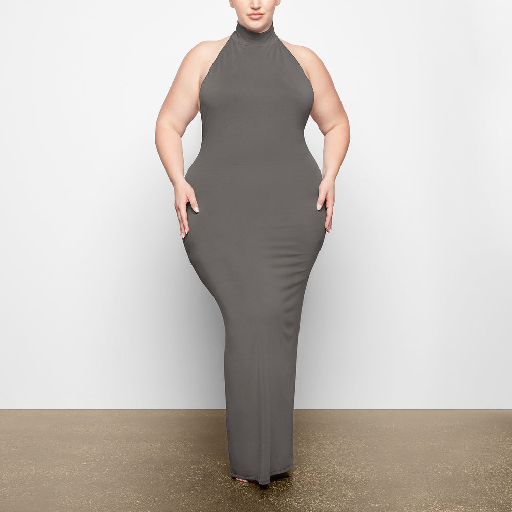 Skims SMOOTH LOUNGE LOW BACK HALTER Jurk Diepgrijs | 90UNRMQSH