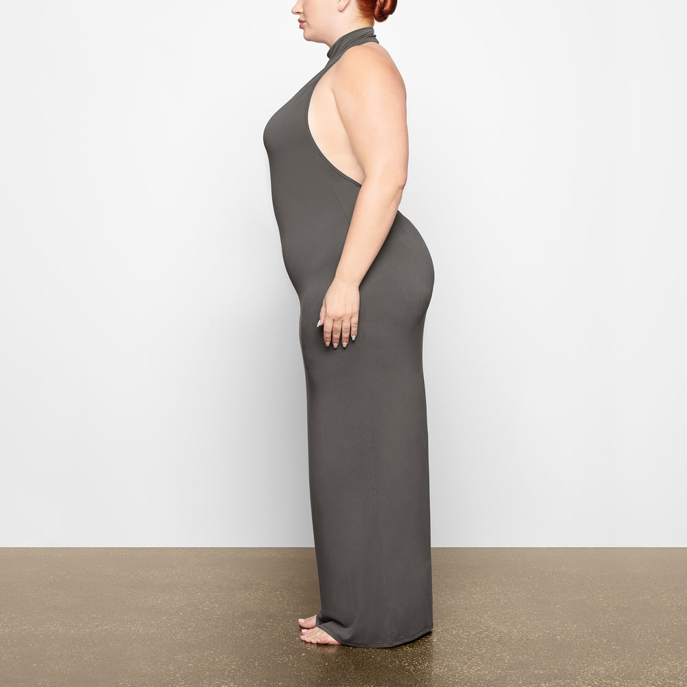 Skims SMOOTH LOUNGE LOW BACK HALTER Jurk Diepgrijs | 90UNRMQSH