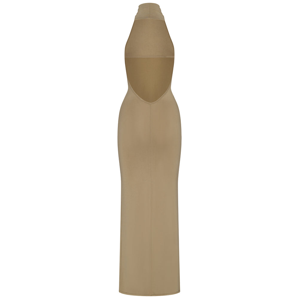 Skims SMOOTH LOUNGE LOW BACK HALTER Jurk Khaki | 93YZSWCQK