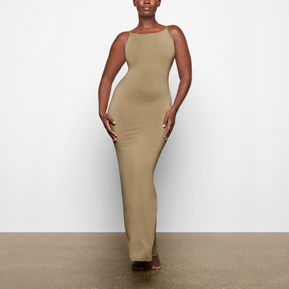 Skims SMOOTH LOUNGE LOW BACK KEYHOLE Jurk Khaki | 79JRWZGHO