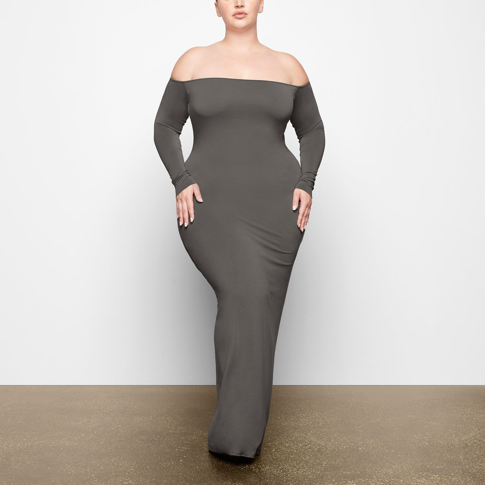 Skims SMOOTH LOUNGE OFF THE SHOULDER Jurk Diepgrijs | 35EZILFQK