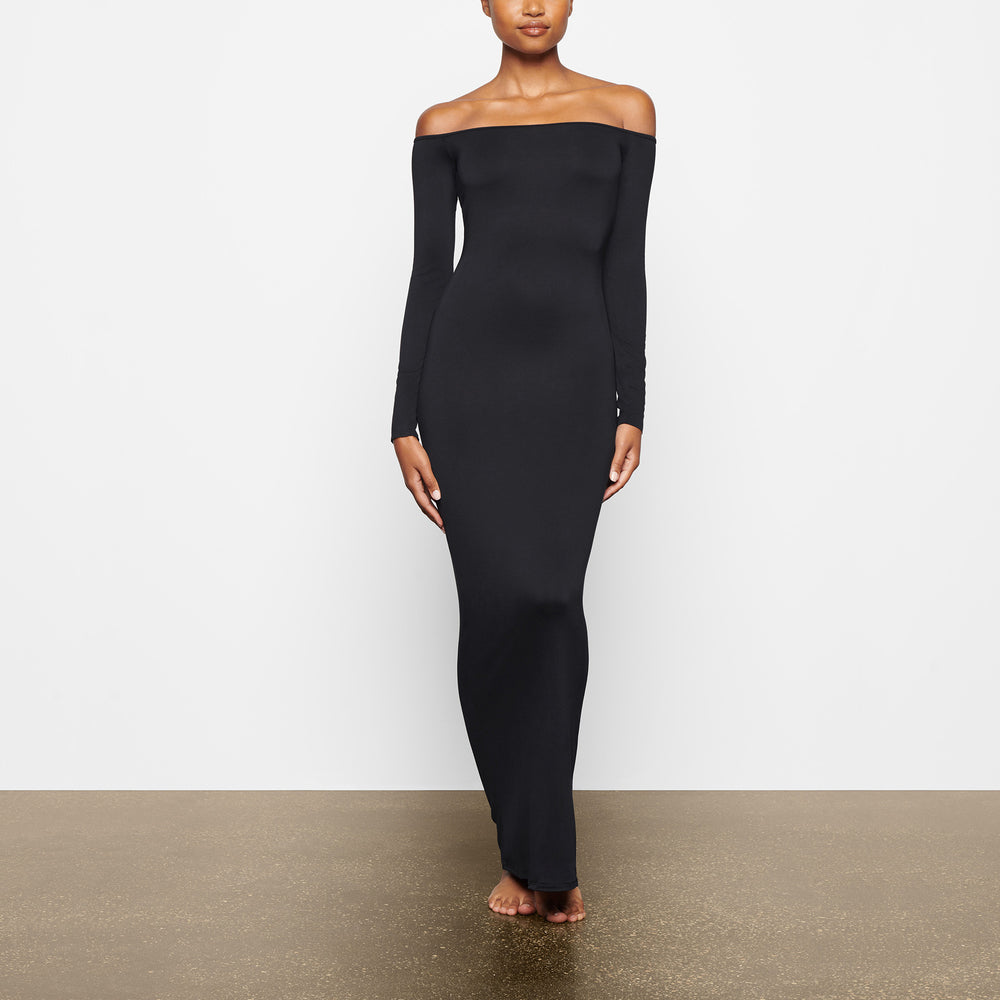 Skims SMOOTH LOUNGE OFF THE SHOULDER Jurk Zwart | 96FBUESQO