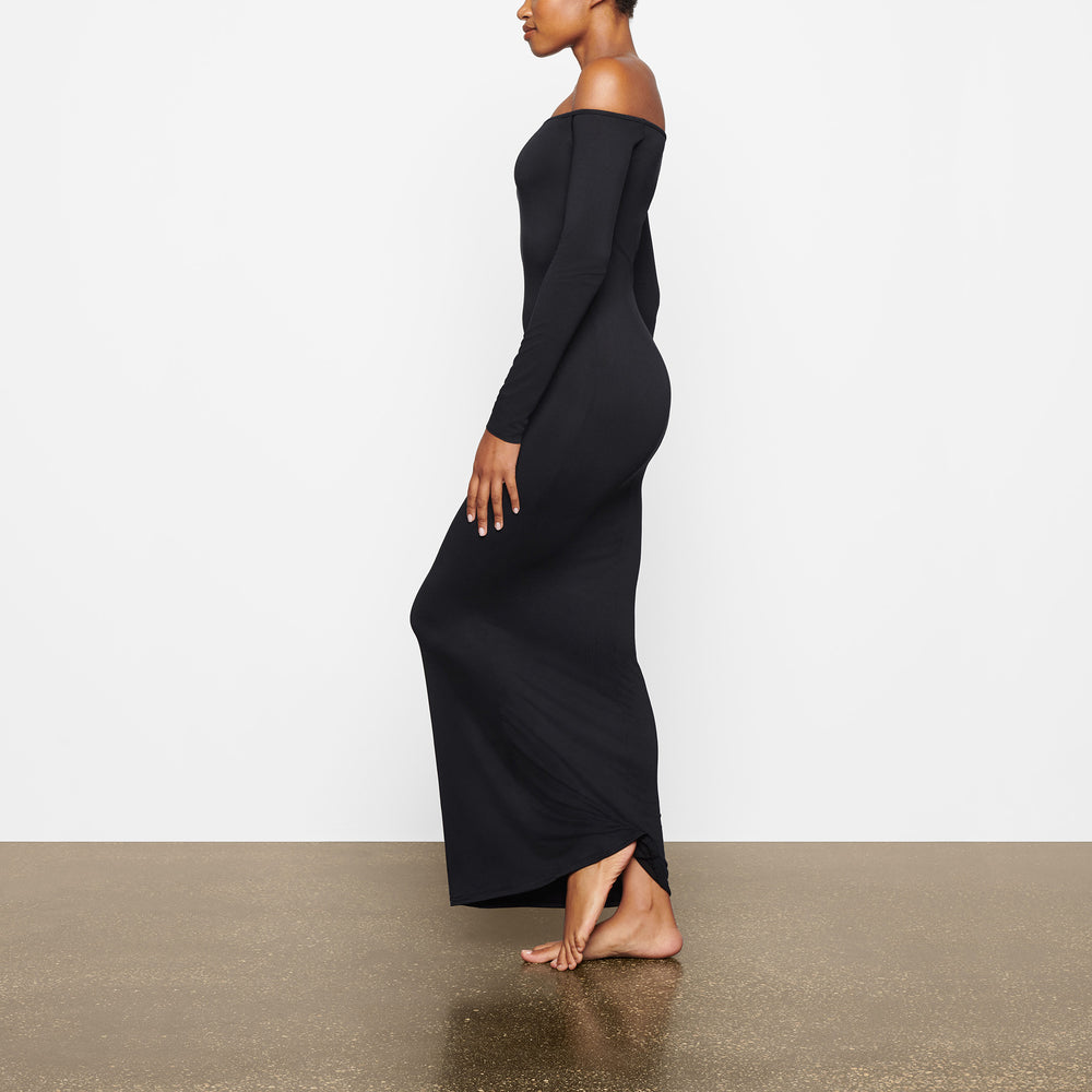 Skims SMOOTH LOUNGE OFF THE SHOULDER Jurk Zwart | 96FBUESQO