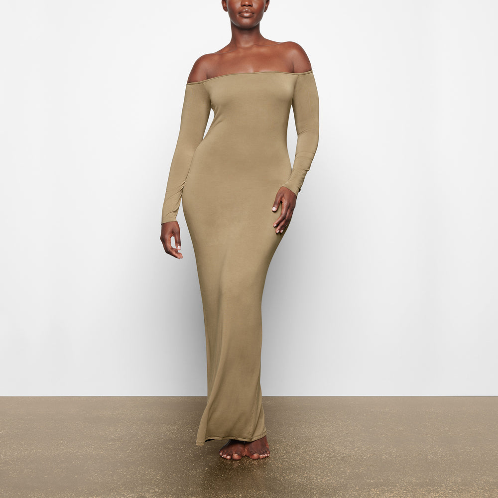 Skims SMOOTH LOUNGE OFF THE SHOULDER Jurk Khaki | 98RMPZEOD