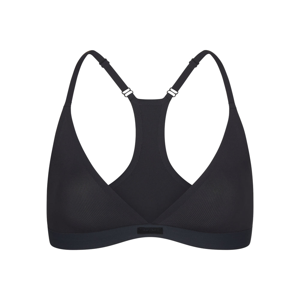 Skims SMOOTH RIB RACERBACK TRIANGLE Bralette Zwart | 49LWTZBRE