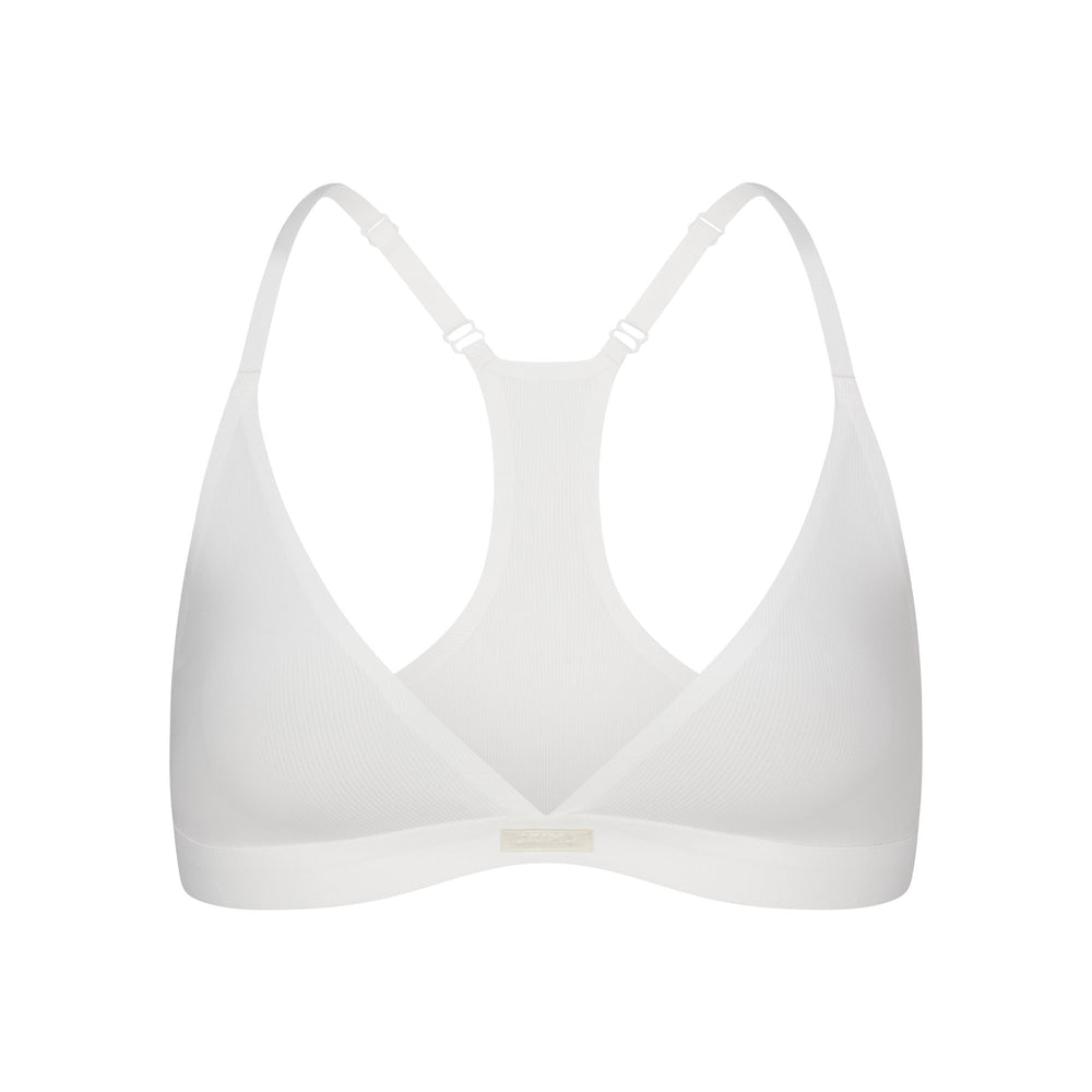 Skims SMOOTH RIB RACERBACK TRIANGLE Bralette Wit | 94UZTJYGE