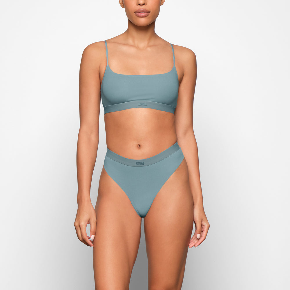 Skims SMOOTH RIB SCOOP NECK Bralette Blauw | 06LXIDKGC