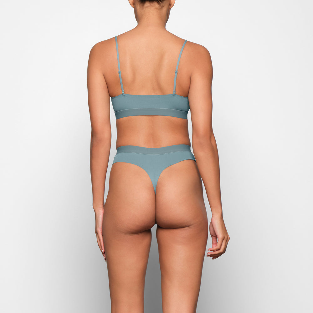 Skims SMOOTH RIB SCOOP NECK Bralette Blauw | 06LXIDKGC