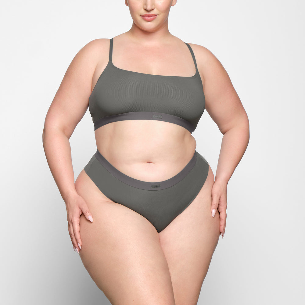 Skims SMOOTH RIB SCOOP NECK Bralette Diepgrijs | 19QVXLPIB
