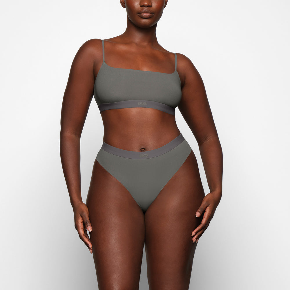 Skims SMOOTH RIB Thong Diepgrijs | 73BFNXGOZ