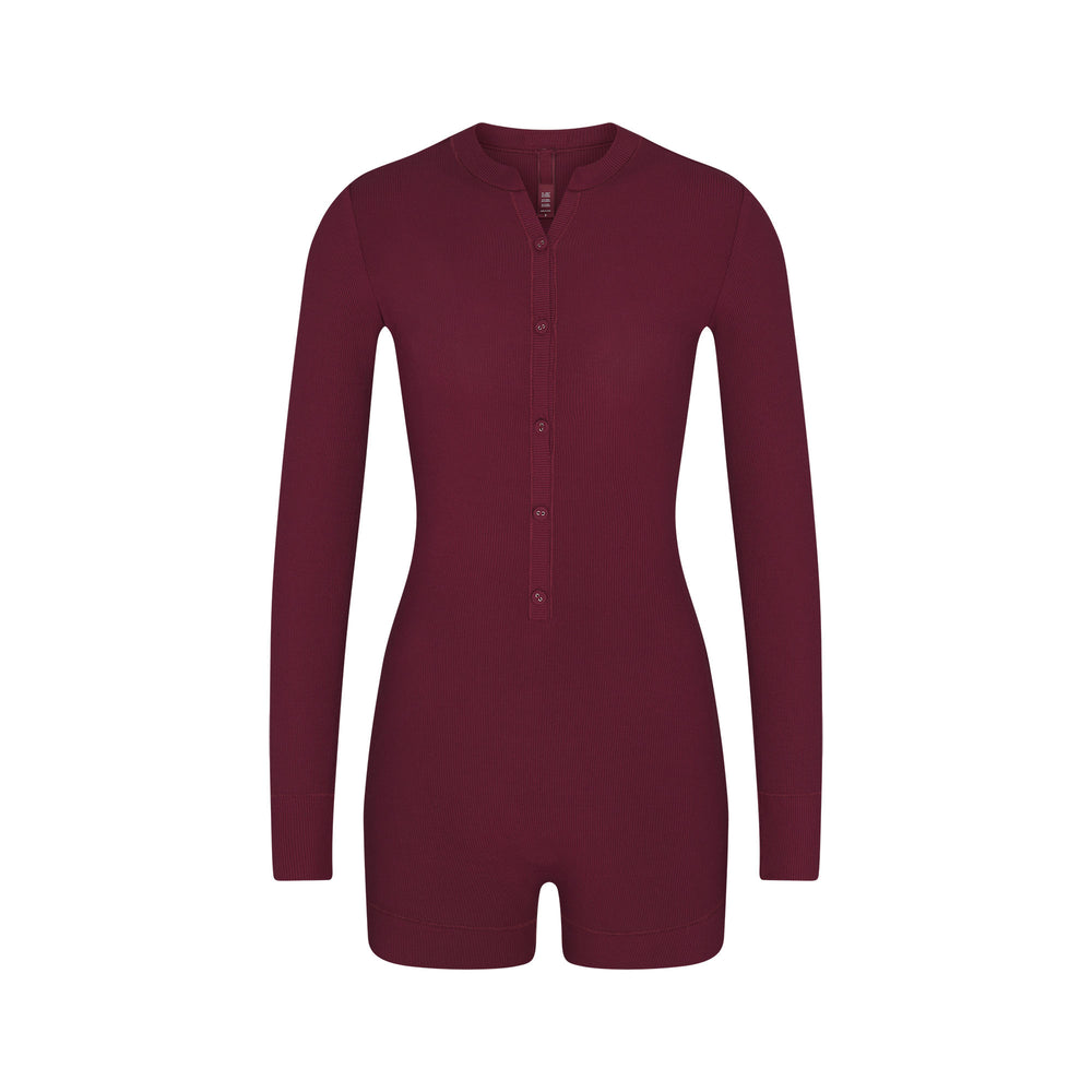 Skims SOFT LOUNGE BUTTON UP HENLEY Onesie Paars | 50CNSTIWG
