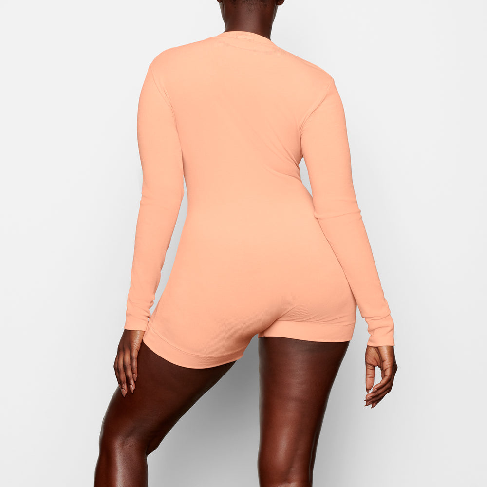 Skims SOFT LOUNGE BUTTON UP HENLEY Onesie Oranje | 51EHWLGPF