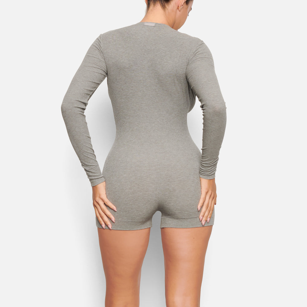 Skims SOFT LOUNGE BUTTON UP HENLEY Onesie Grijs | 67SMJFLDU