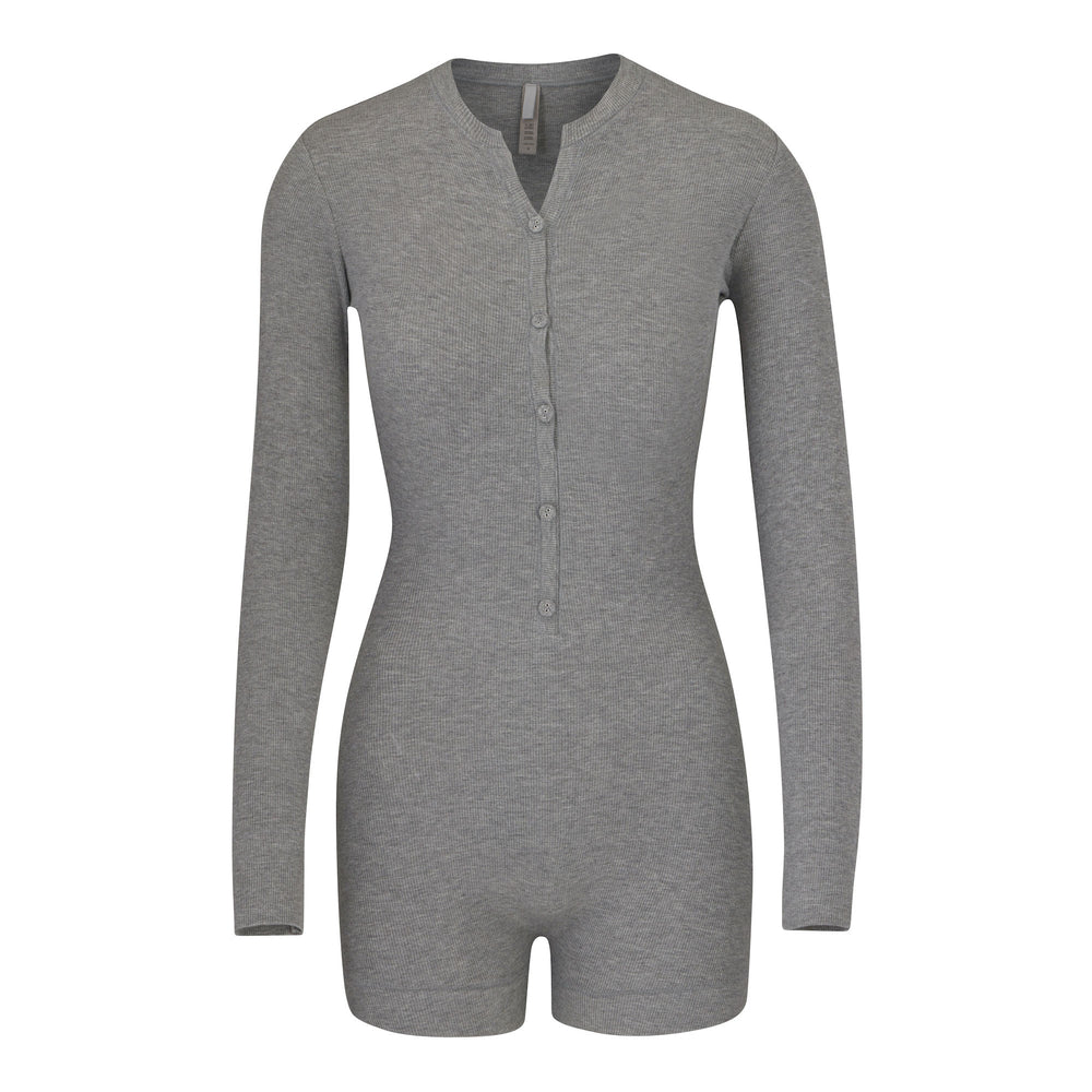 Skims SOFT LOUNGE BUTTON UP HENLEY Onesie Grijs | 67SMJFLDU