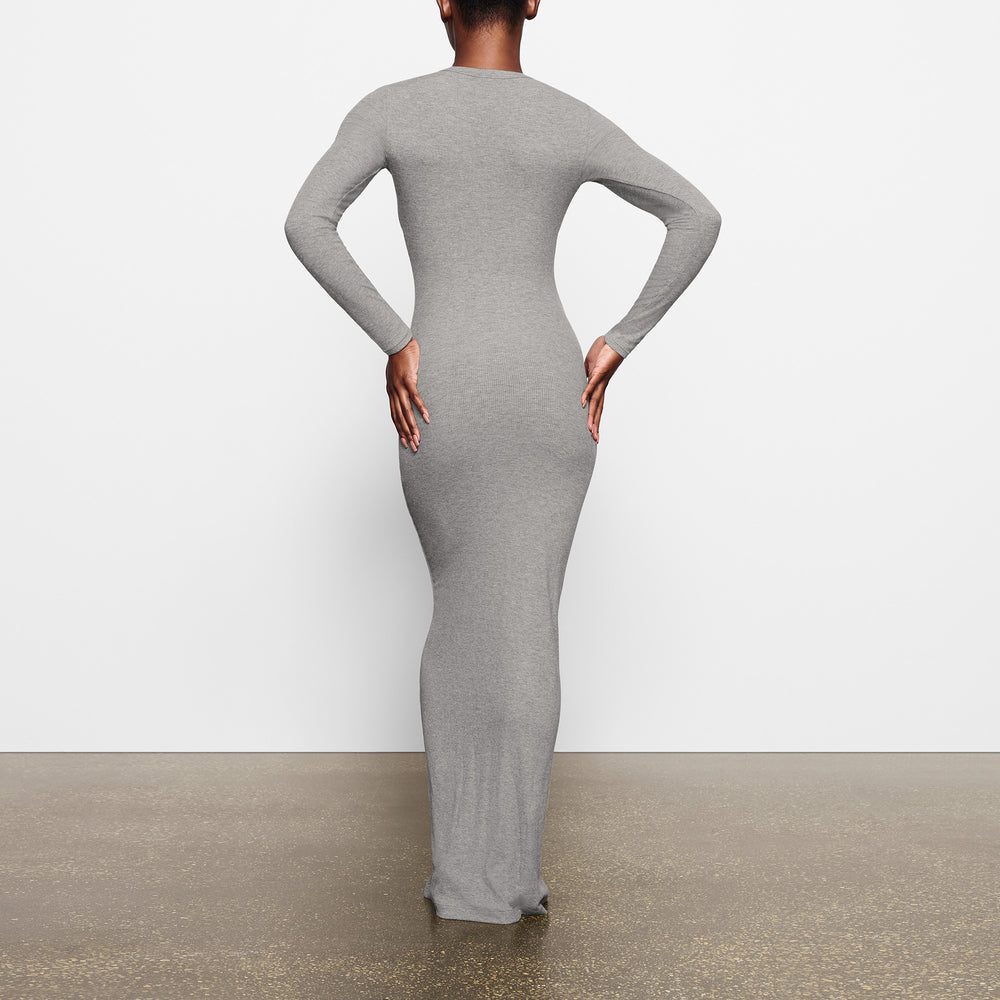 Skims SOFT LOUNGE CREW NECK LONG Jurk Grijs | 56DYWOJIQ