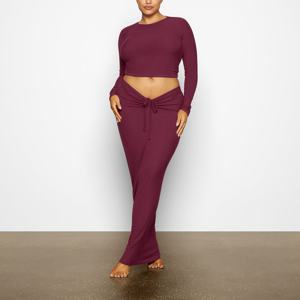 Skims SOFT LOUNGE LONG SLEEVE CROP TOP T-shirt Paars | 01UGCDFPY