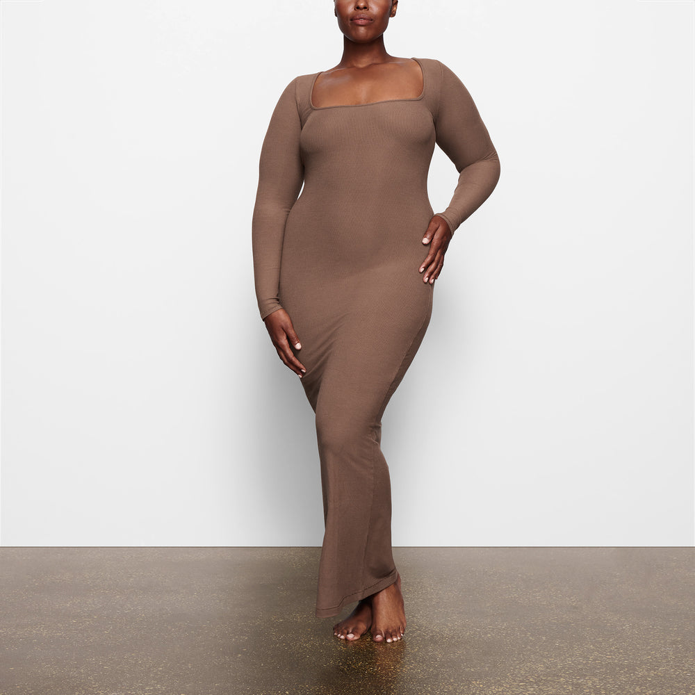 Skims SOFT LOUNGE LONG SLEEVE Jurk Abrikoos | 87LBCRVYE