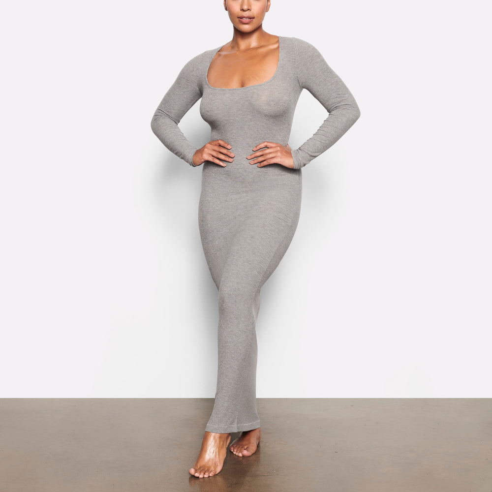 Skims SOFT LOUNGE LONG SLEEVE Jurk Grijs | 89SPLDYVM