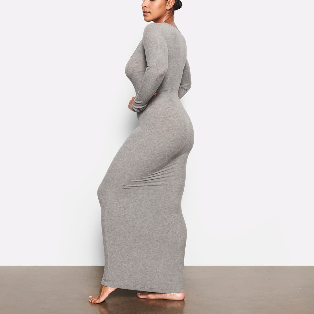 Skims SOFT LOUNGE LONG SLEEVE Jurk Grijs | 89SPLDYVM